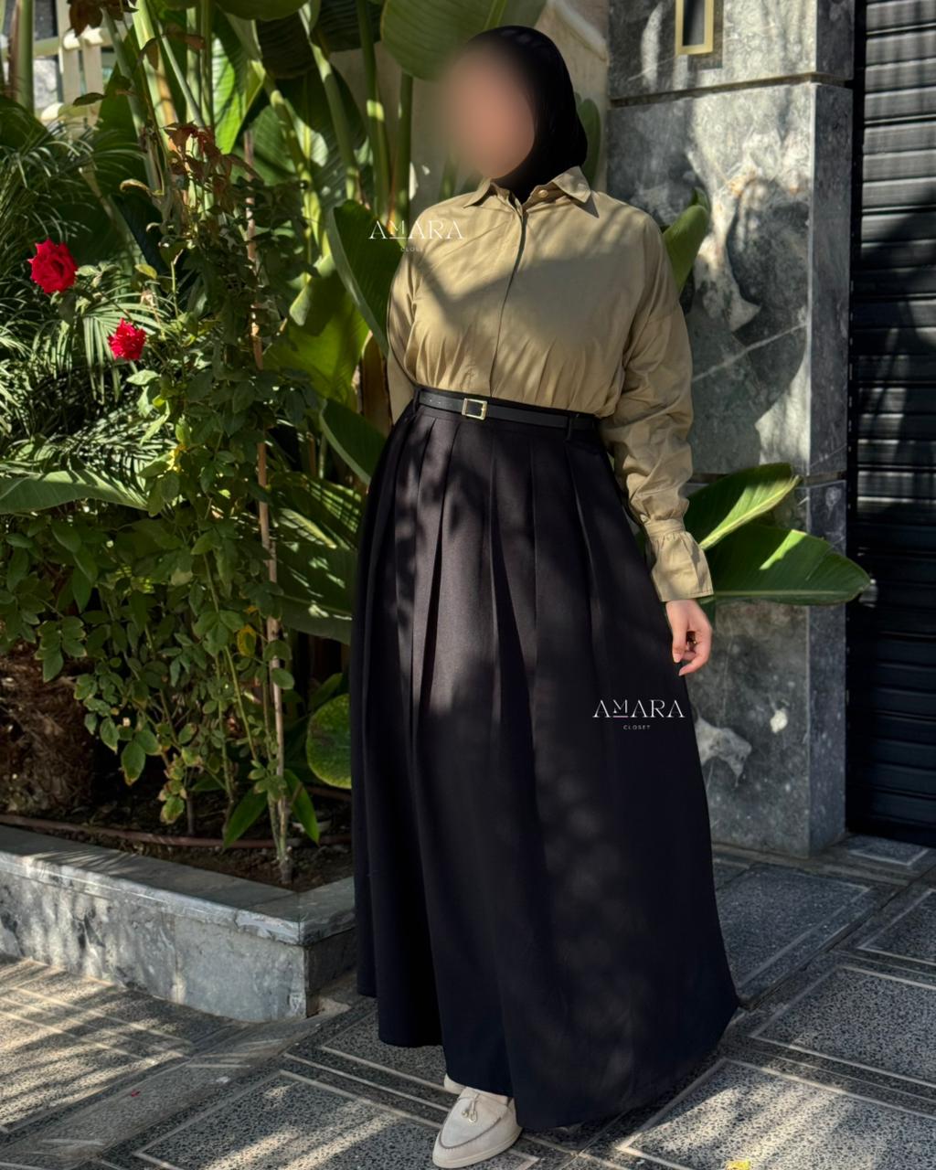 تنورة الشتاء مريحة مع قميص البوبلين لوك مثالي لهذا الموسم 2